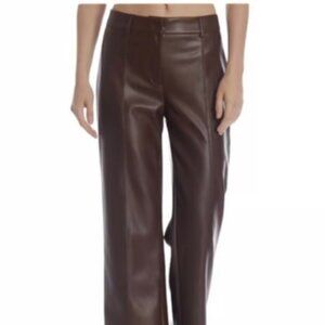 7 For All Mankind Vegan Leather Cropped Wide Leg Pants Brown Sz Small NWOT